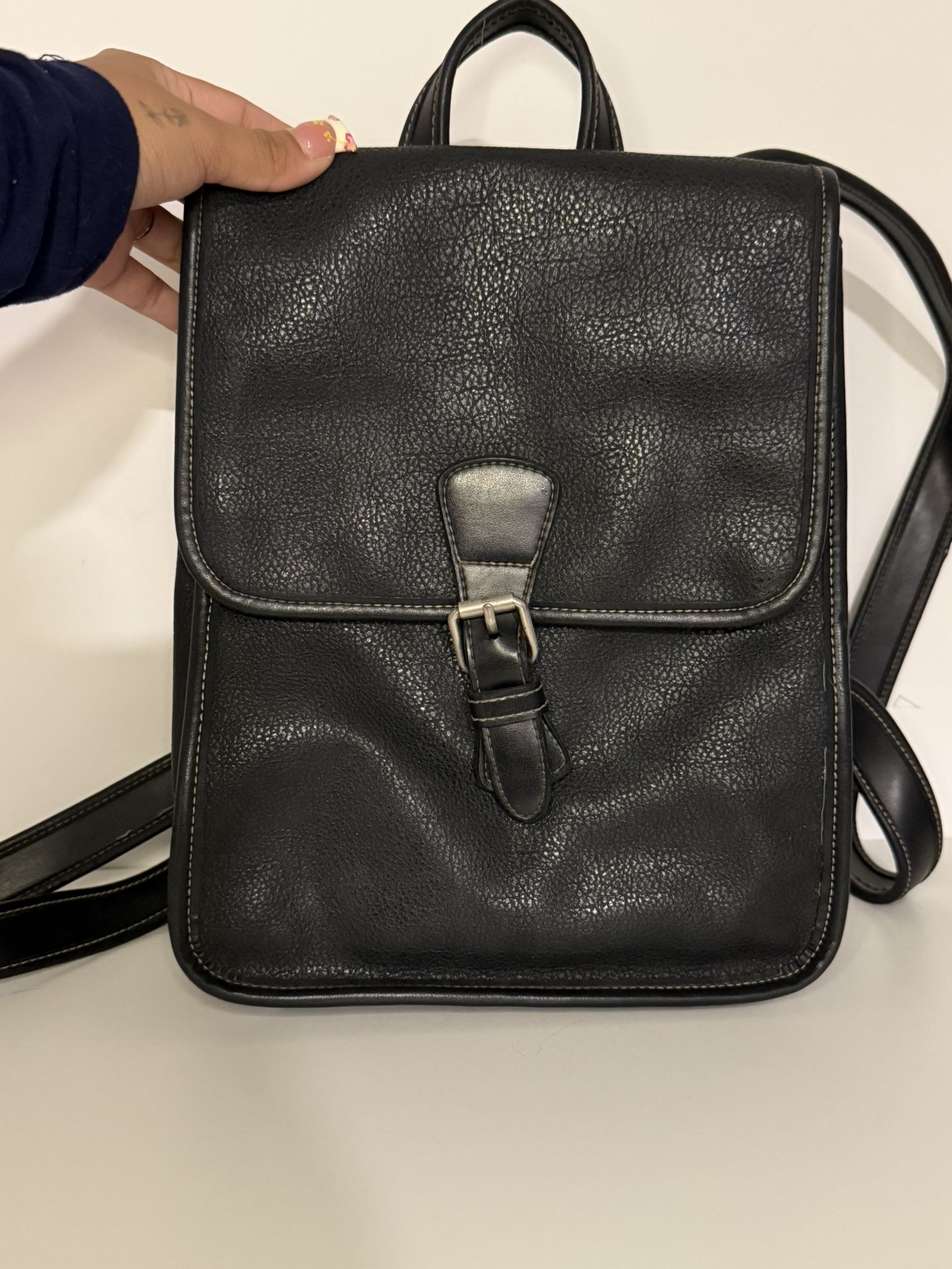 Small Black Genuine Leather Gap Backpack