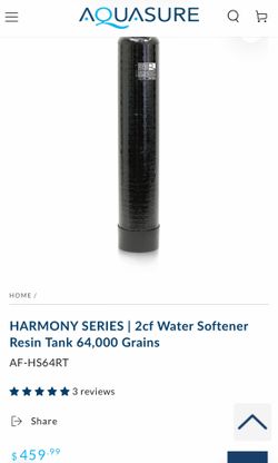The Aquasure Harmony Series 2 CF Water Softener Resin Tank (AF-HS64RT) Pre-filled 64,000-grain capacity replacement tank