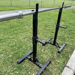 7’ Olympic Barbell With A Pair Of Independent Squat / Bench Press Stands
