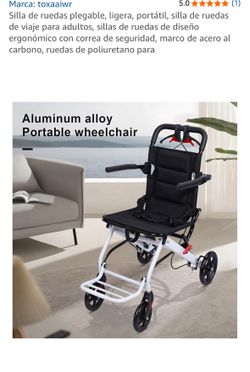 Silla de ruedas de transporte ligera para adultos y personas mayores, silla de ruedas plegable de viaje con asiento mejorado de 18.1 pulgadas de ancho