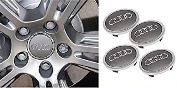 Set of 4 Audi 69 MM SILVER/CHROME OR BLACK / CHROME WHEEL RIM CENTER HUB CAPS- FAST SHIPPING !