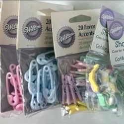 112 WILTON Baby Shower Favors Accents Gifts - bottles clothes pins rocking horse