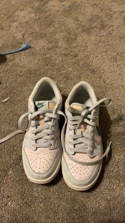 green light blue and pink dunks size 3.5 youth
