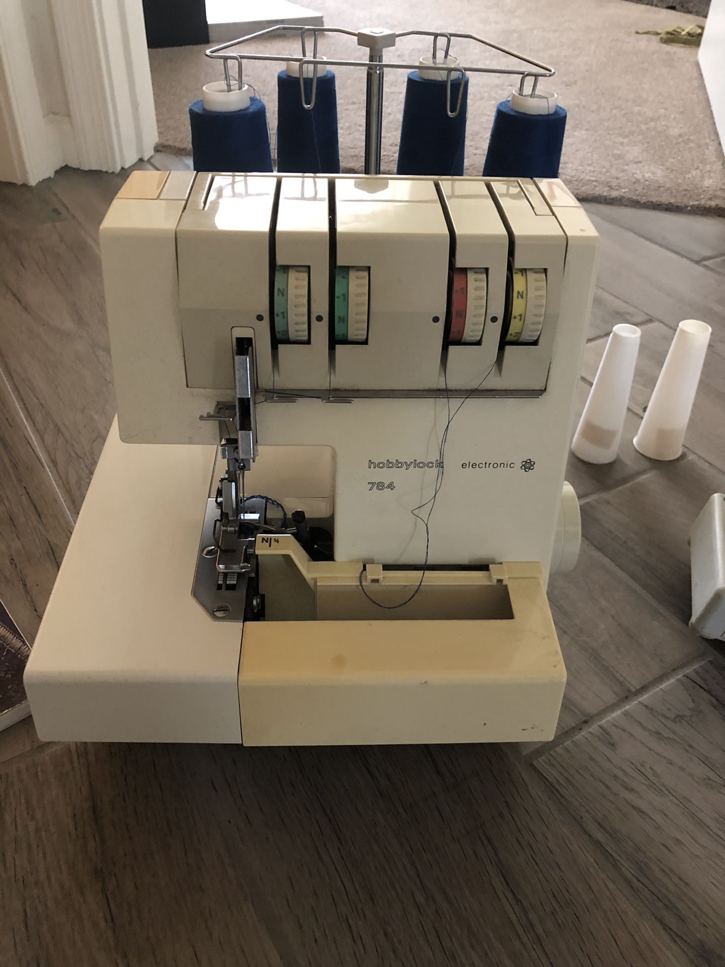 Pfaff Hobbylock 784 Serger Sewing Machine by Calanda with 138 spools of thread!!