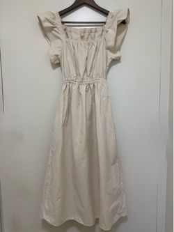 Cream Open-back design linen-blend maxi dress