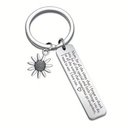 Mom, Mum, Mommy, Mamá Keychain. Llavero De Mamá. Strong Fearless Warm Loving. Thank You. Love You Momma. Sunflower Charm
