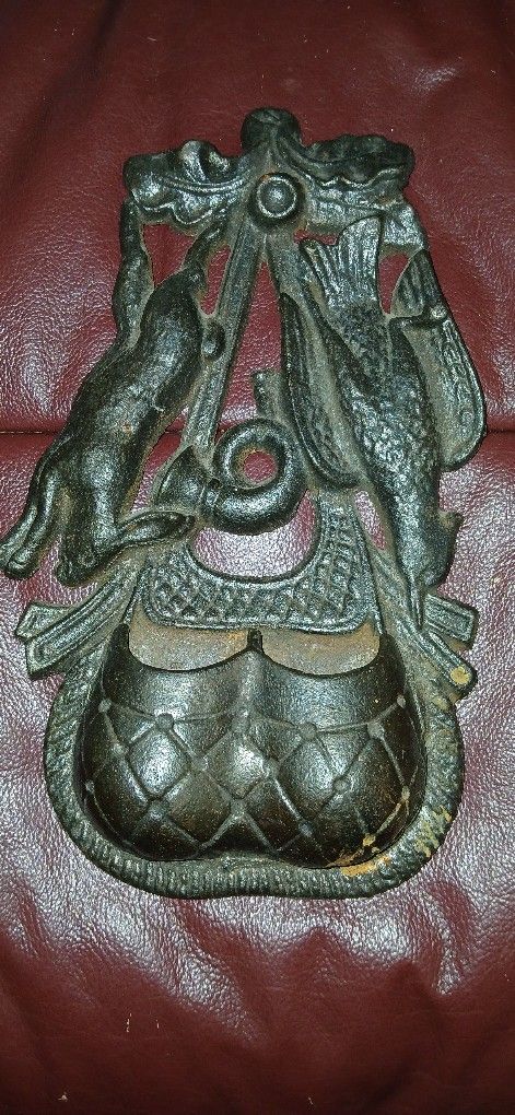 Cast Iron Wall Pocket Antique Match Holder Rabbit Pheasant Hunting