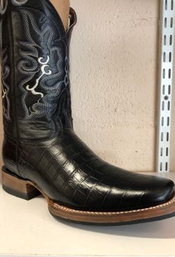 White diamond black crocodile boots