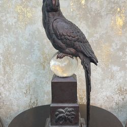 Decorative Parrot Sculpture w/ Glass Orb – Knob Hill Gallery