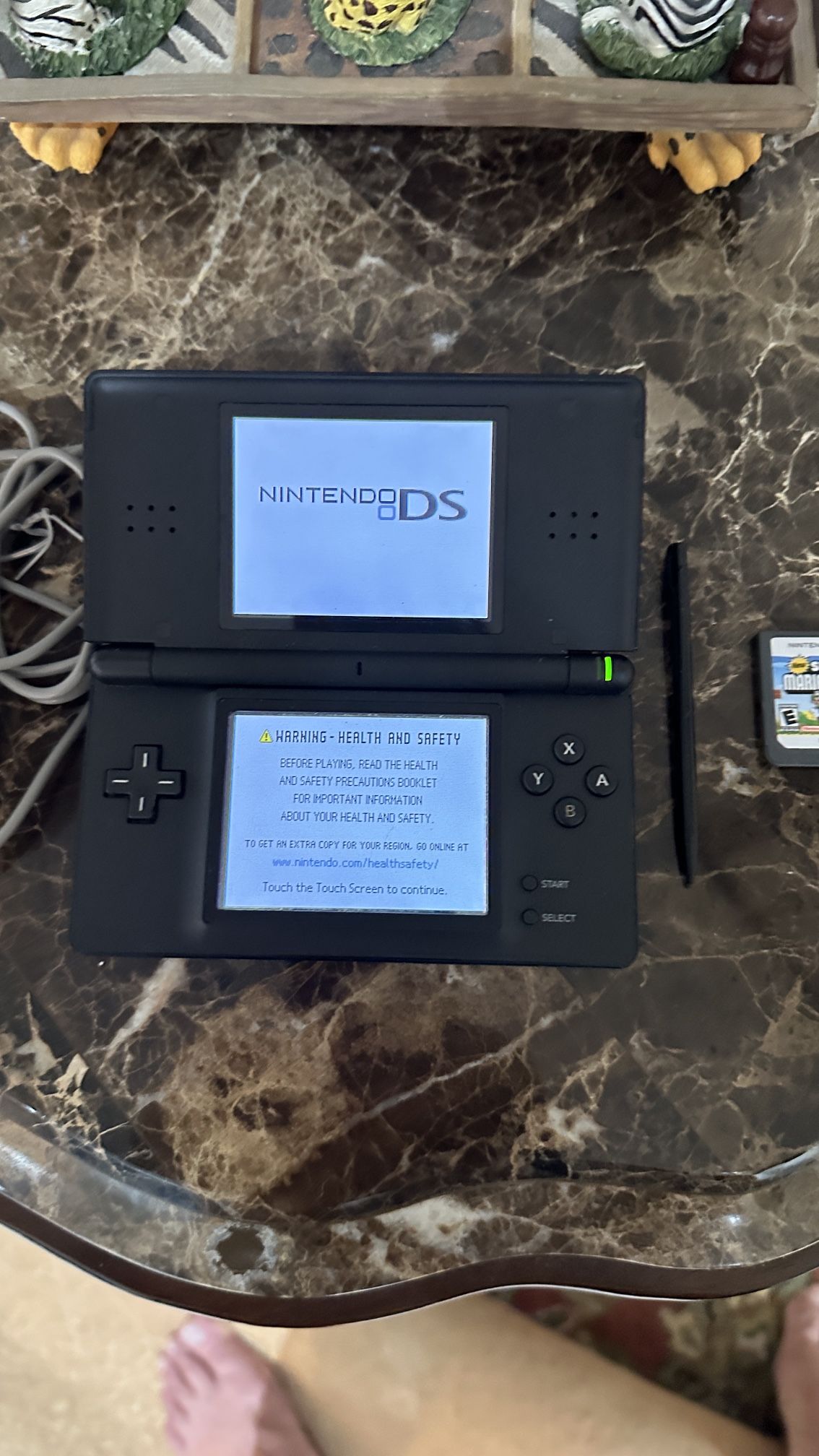 Nintendo DS Lite Charger and Stylus - Black With New Super Mario Game Handheld Video Gaming Game Console