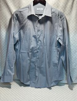 Calvin Klein Slim Fit Stretch Shirt Black Dot Pattern Long Sleeve Men L 32/33
