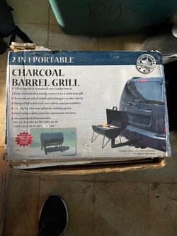 2-in-1 Portable Charcoal Barrel Grill