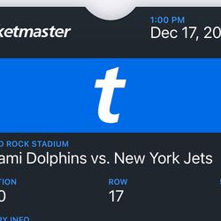 To Miami dolphin tickets 50 yard line