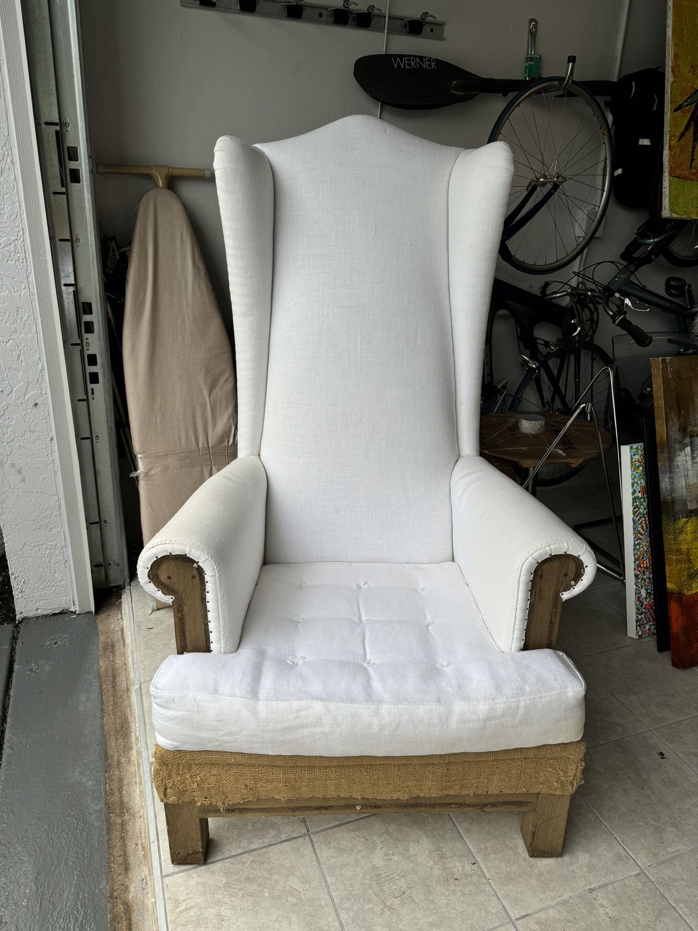 White Restoration Hardware High Wingback Chair