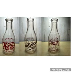 Lot Of 3 Round Pyro Quarts Milk Bottles From Iowa,Oklahoma And Florida No Damage Nice Set.