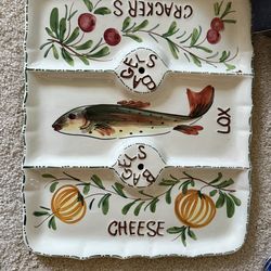 Bagel & Lox Ceramic Serving Tray – Hand Painted