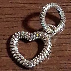 Pandora Authentic Brand New Sterling Silver Snake Pattern Heart Dangle Charm