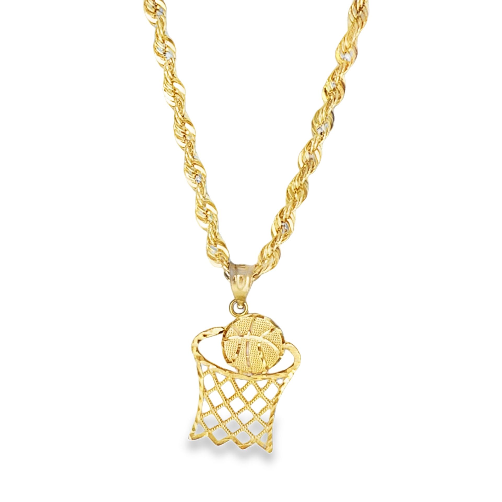 10k Yellow Gold Basketball Charm Necklace