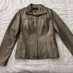 Jones New York Front Zip Leather Jacket Large