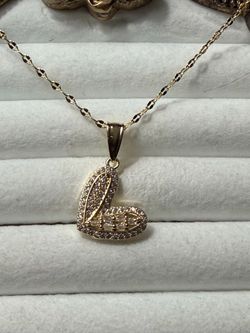 18” Gold-Plated Heart Pendant Necklace with CZ Stones