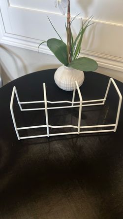 White Rubber Coated Metal 3-Compartment Pot Lid/Dish/Bowl Rack Organizer