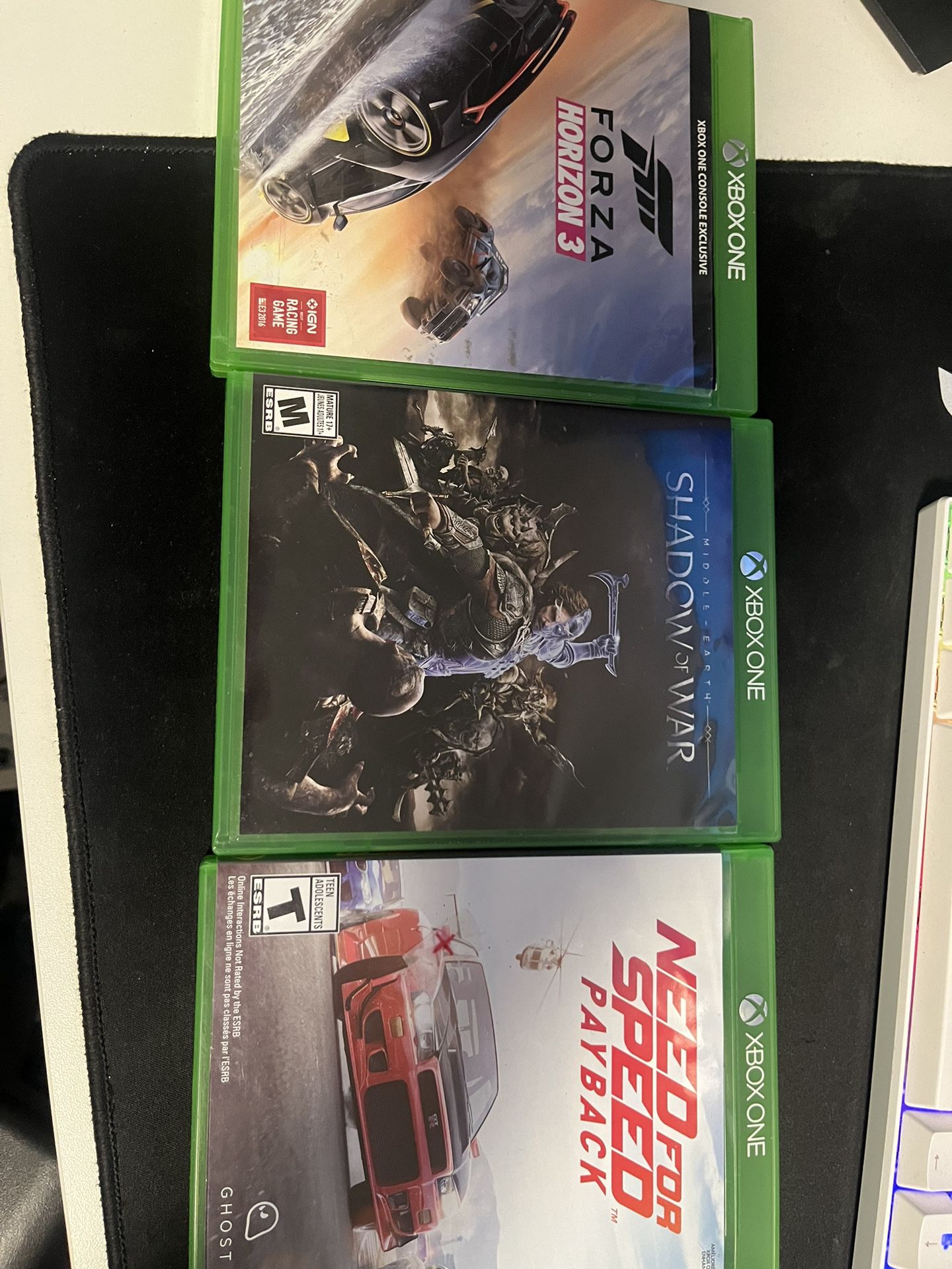 Xbox Games Need For Speed, Forza Horizon 3, Shadow Of war