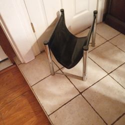 Black Leather And Stainless Steel Newspaper/ Magazine Rack