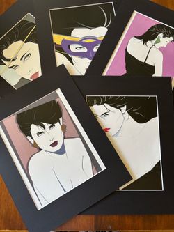 5 Patrick Nagel Prints 11x14 Mounted & Matted