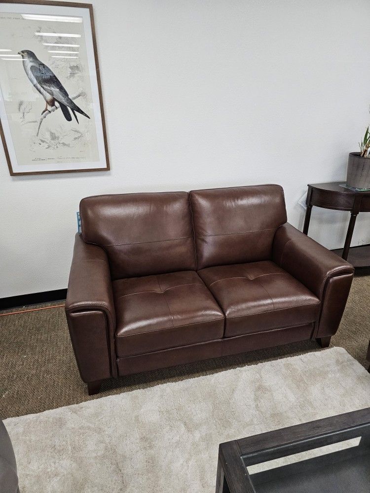 100% Real Leather Comfortable Loveseat-Brayna 