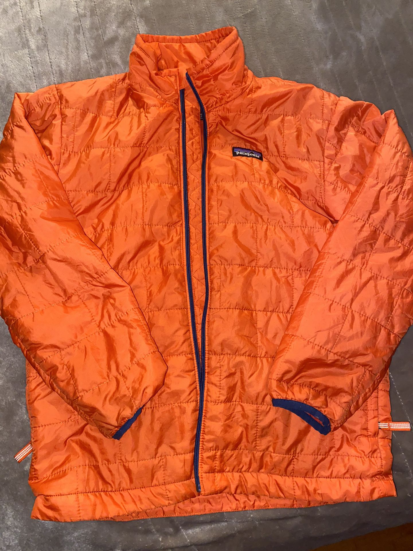 Kids Boys Patagonia Nano Puff Primaloft Quilted Full Zip Up Jacket Orange Med 10