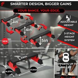 Adjustable Calf Raise Block, Versatile Machine Platform – Calves, Legs & Core – Raises, Strength, Squats, Stretches – Anti-Slip Bar, Band Compatible –