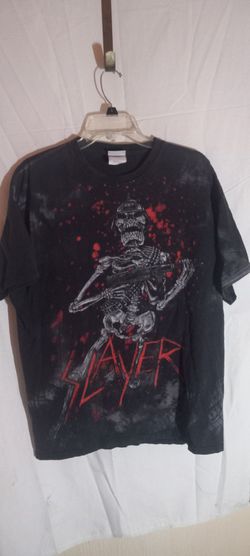 Vintage 2000s Slayer all over print distressed t-shirt size extra large Hanes double-sided metal band