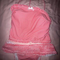 Pink Plaid Bathing Suit 2 Piece Tankini—Size: Medium 