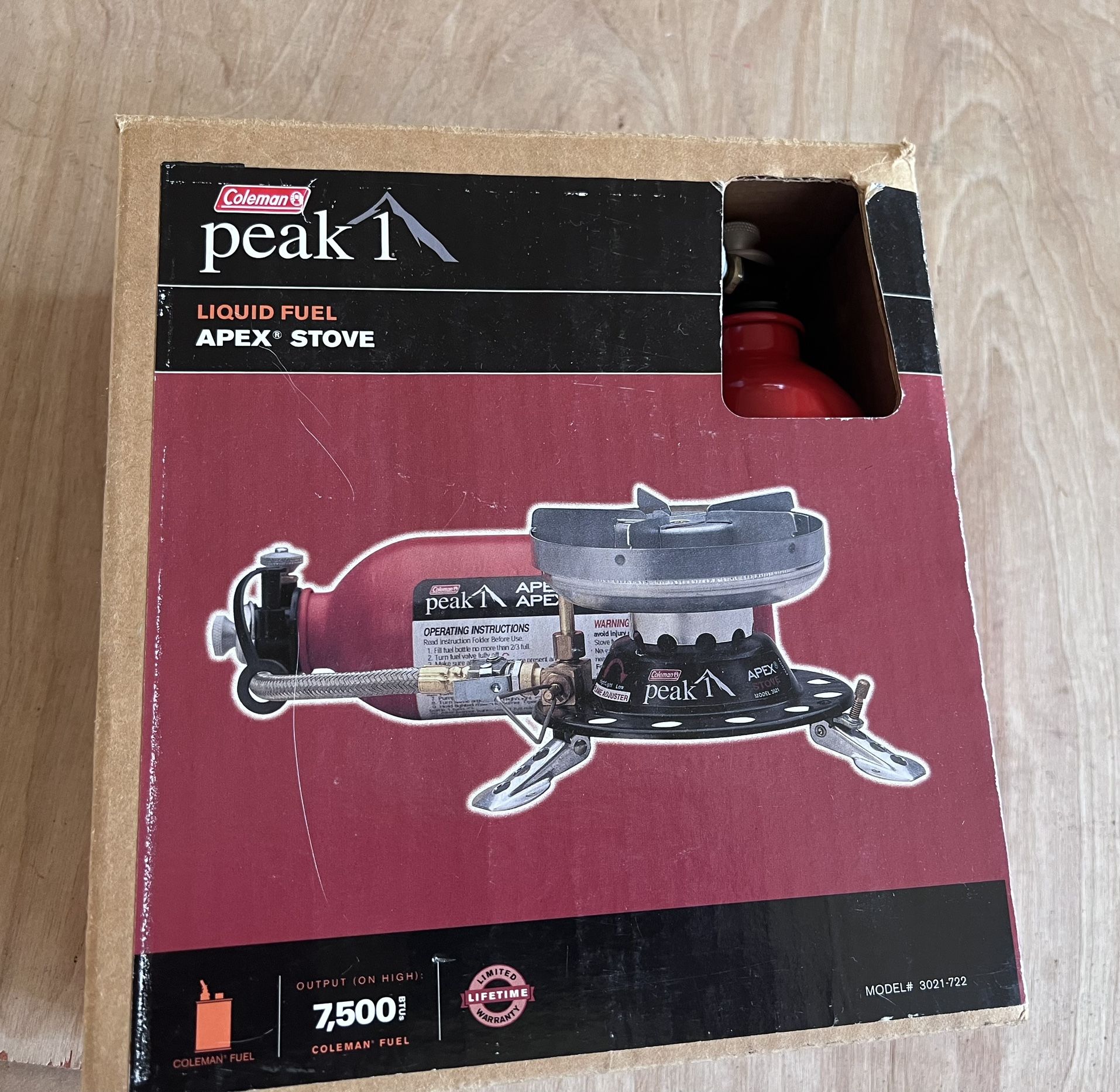 Coleman PEAK 1 Apex Liquid Fuel Stove, Model 3021, Backpacking, Camping, Traveling Stove, New Old Stock, Box, Manual, Service Parts, NICE!