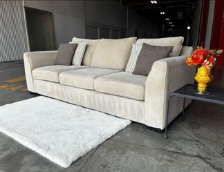 Living Spaces Three Seater Sofa In Beige Including Delivery