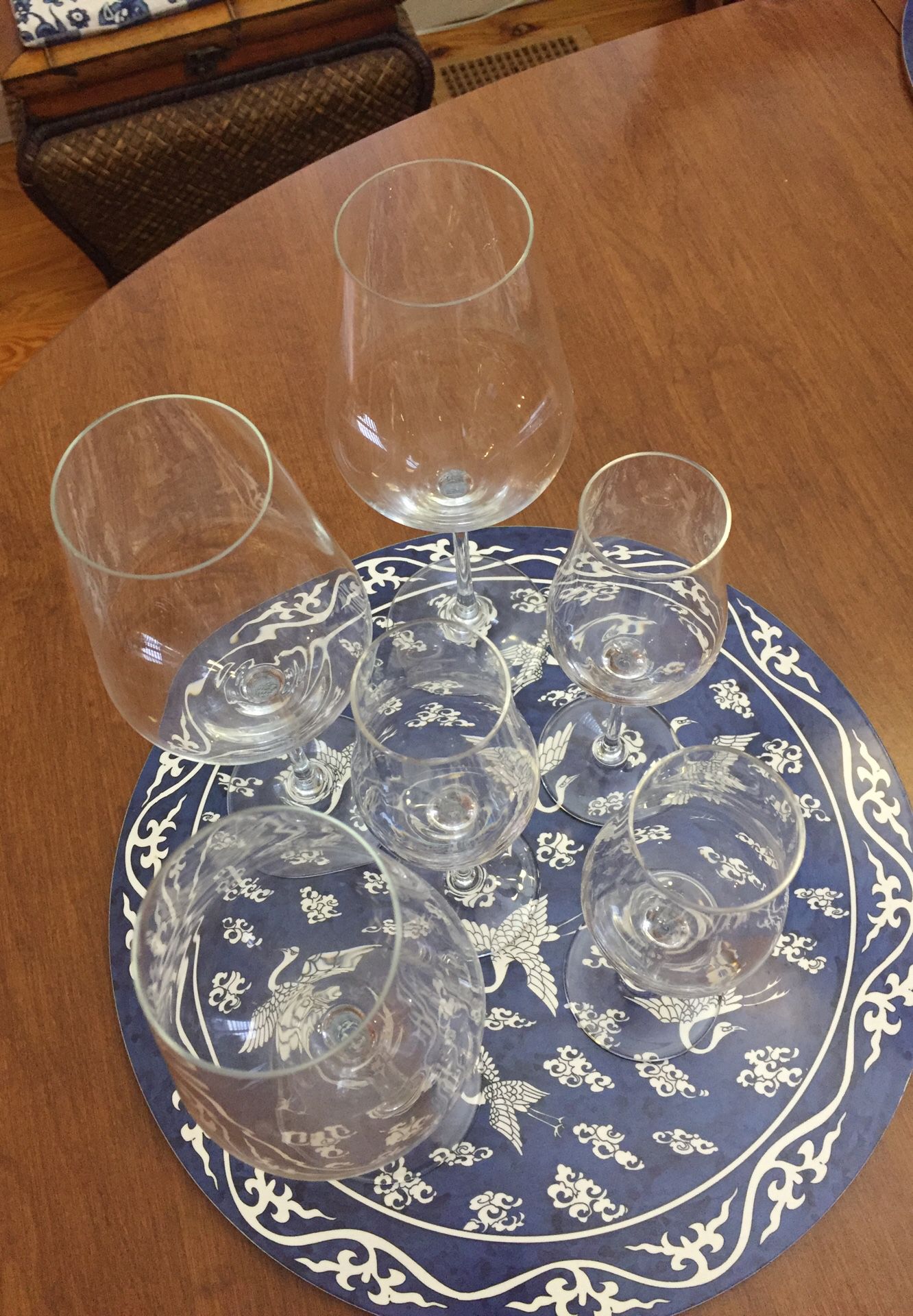 Eight Fun and Fancy Marc Aurel Wine Glasses with Jigsaw Stem For