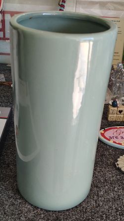 Tall Ceramic Cylinder Vase Mint Green