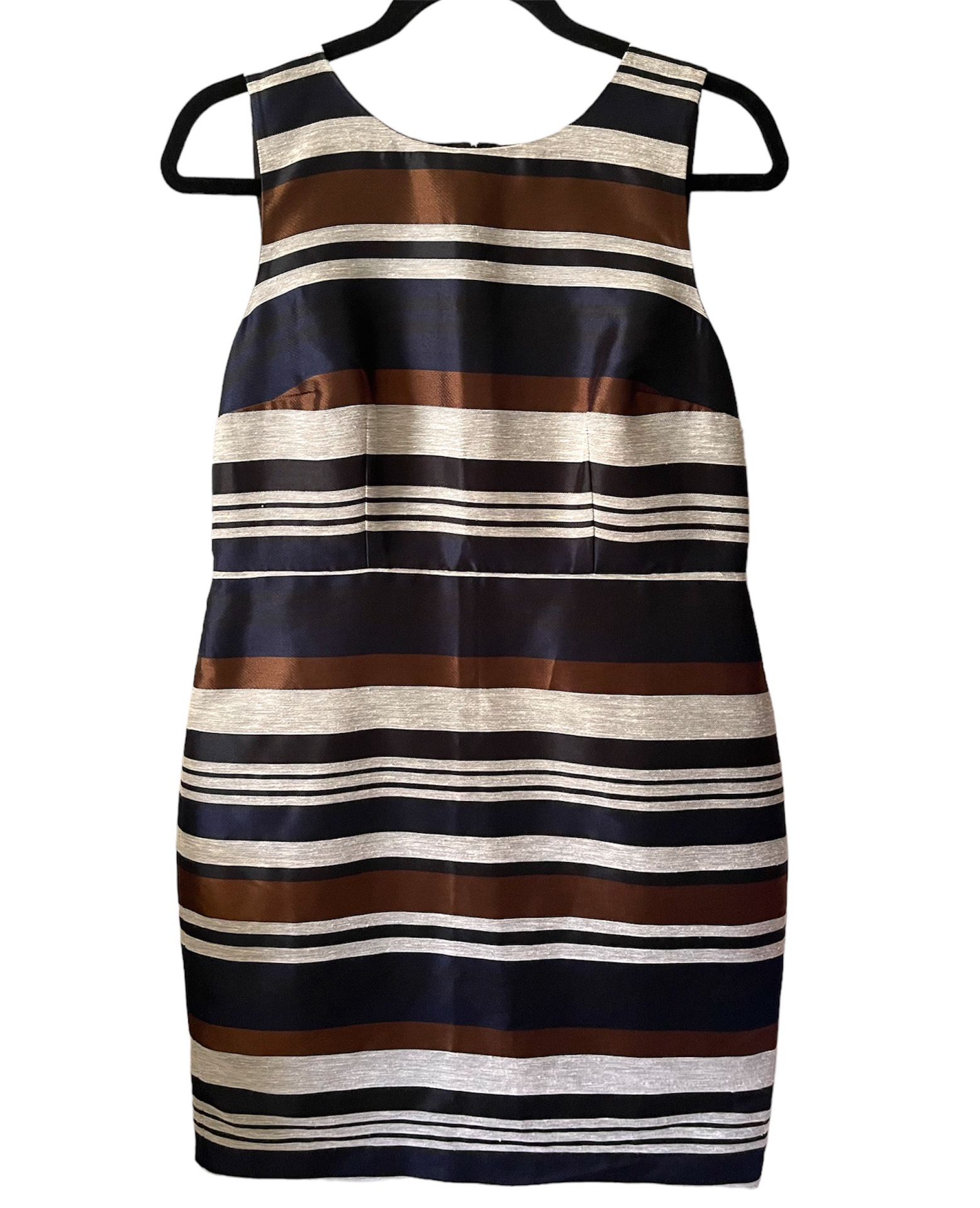 Ann Taylor Dress Women 10 Petite Striped Blue Linen Blend Shift Tank Lined New