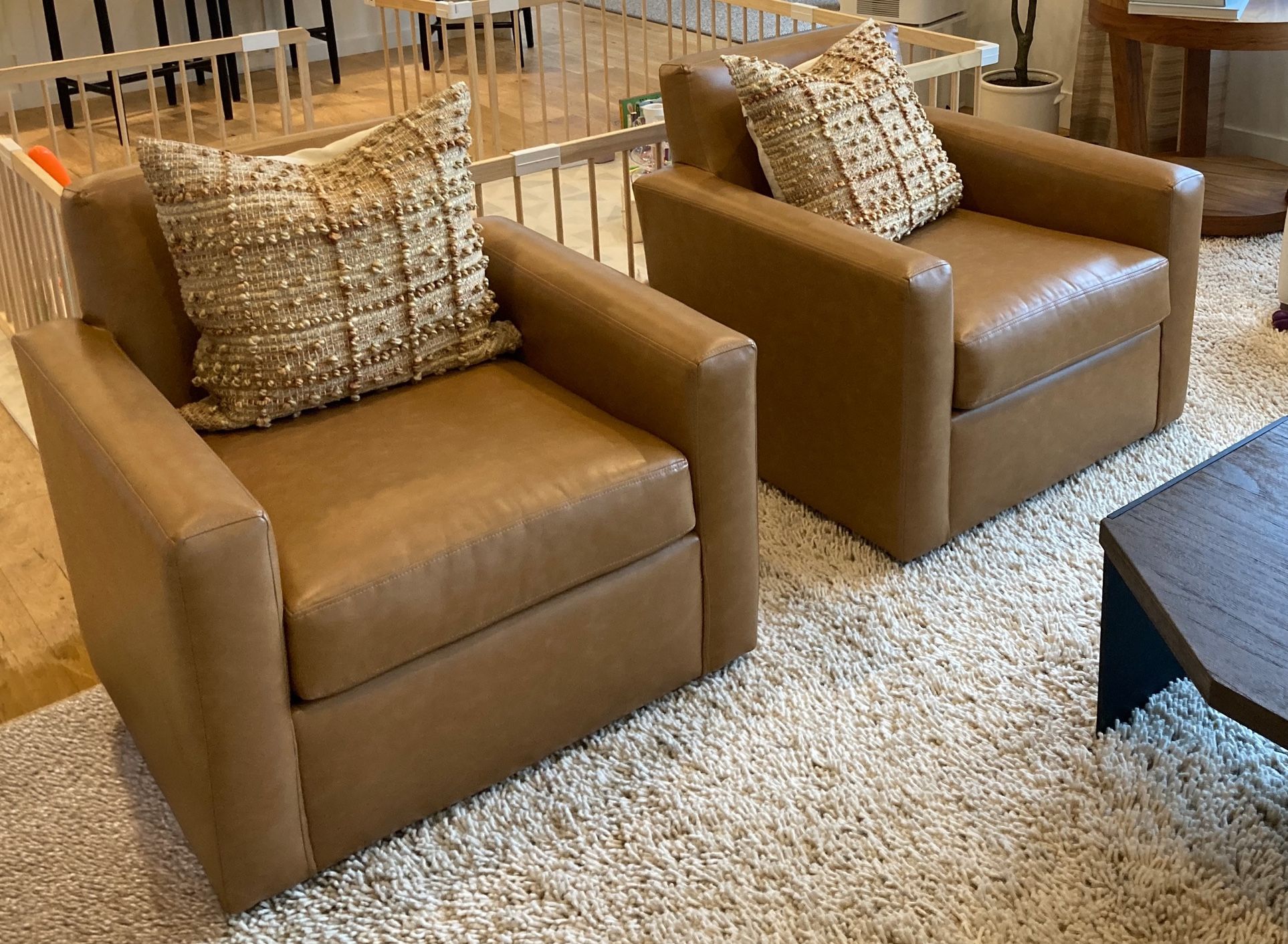 Leather Swivel Living Room Chair. 2 Available