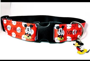 Mickey Mouse 1.5 inch Dog Collar Handmade by Paws Kouture.