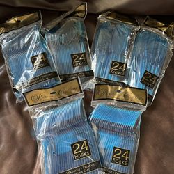 New Premium Cutlery Set - 48 Spoons, Forks, Knives from Amscan Caribbean Blue