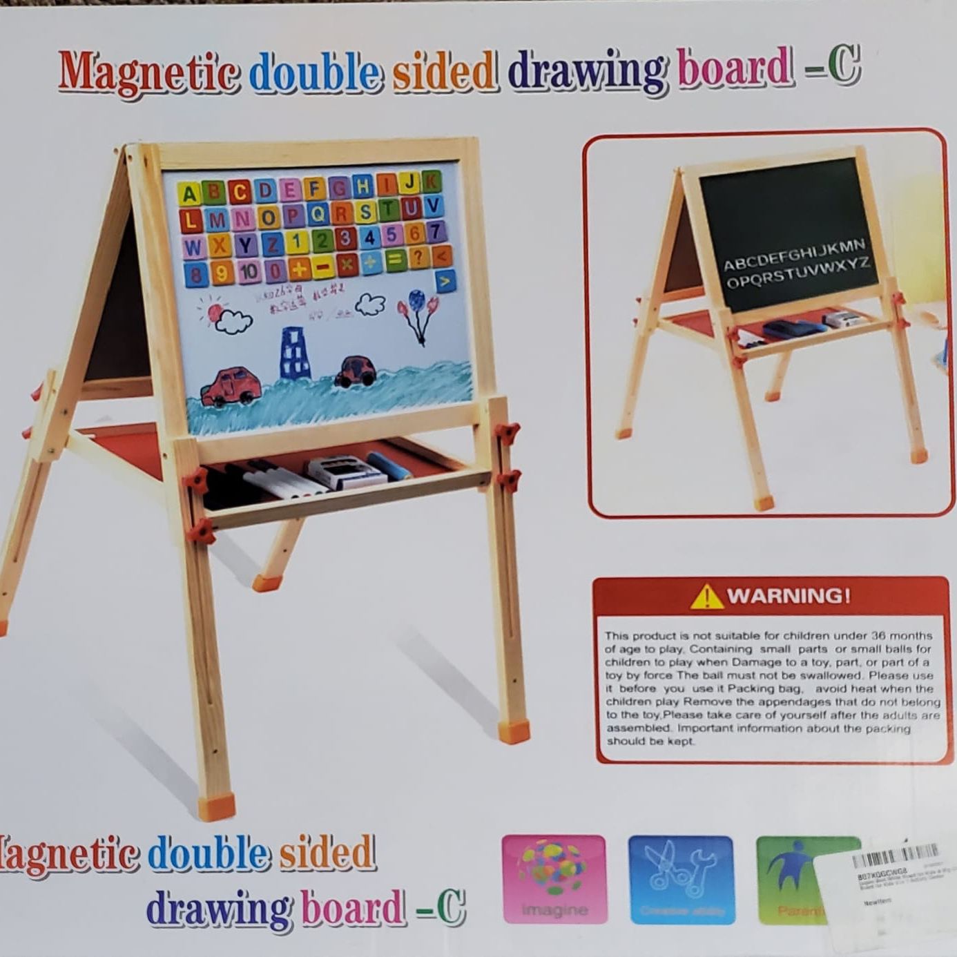 White Board for Kids & Big Chalk Board for Kids 3 in 1 Activity Center