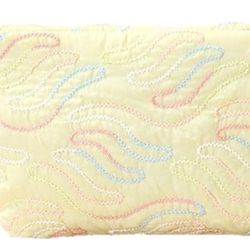 Fresh Striped Cosmetic Bag, PU Leather Travel Makeup Toiletry Case, Foldable Pouch with Zipper, Water Repellent, 8.5x4.5x8 Inches (Yellow)