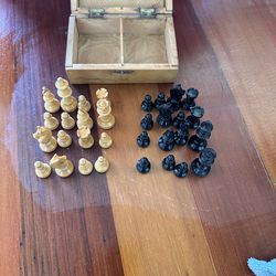 vintage chess set with wooden pieces