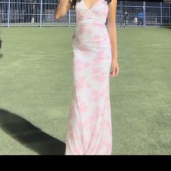 Long Pink And White Floral Dress