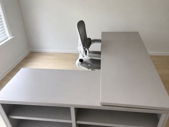 Large L-Shaped Desk with Built-In Shelving