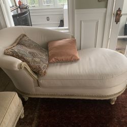 Lovely Chaise With carved Wood Details