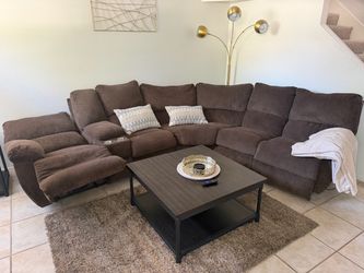 Brown Fabric Reclining Sectional Sofa