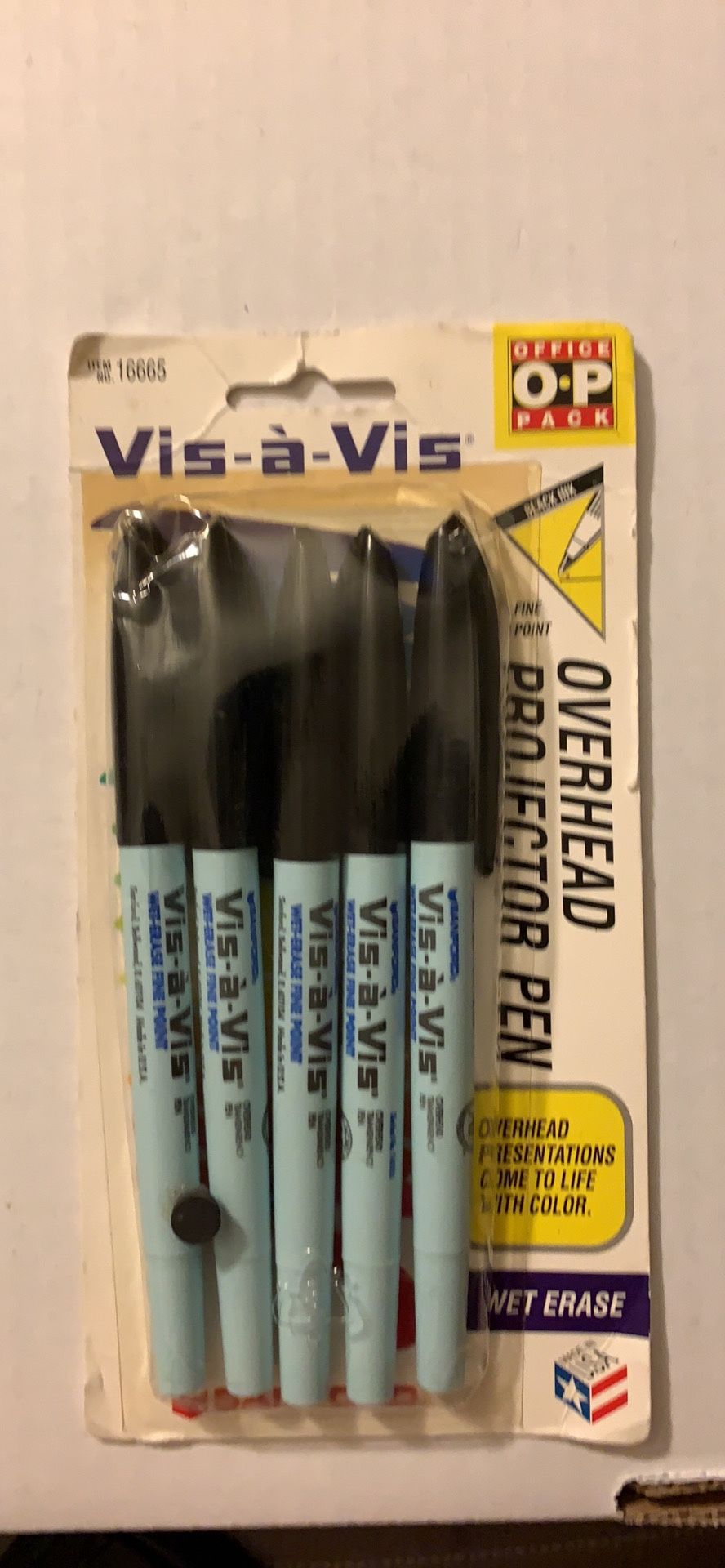 Sanford Vis-a-Vis Overhead Projector Pens Fine Point Box of 5 (Black)