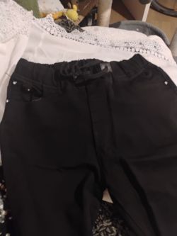 Black Pants with Elastic Waist and Belt